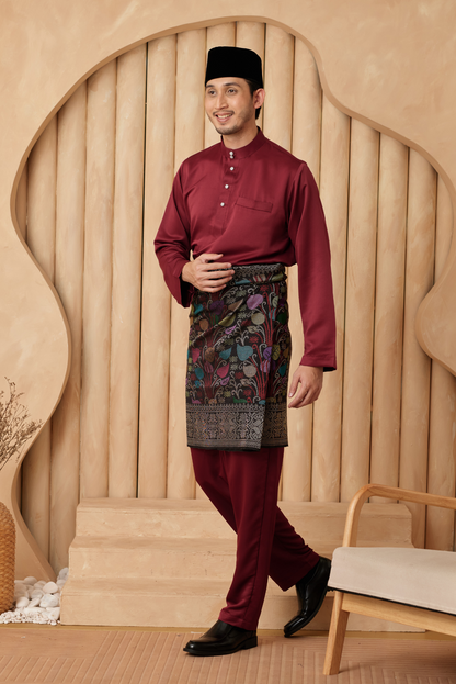 Baju Melayu Cekak Musang Relaxed Fit - Burgundy