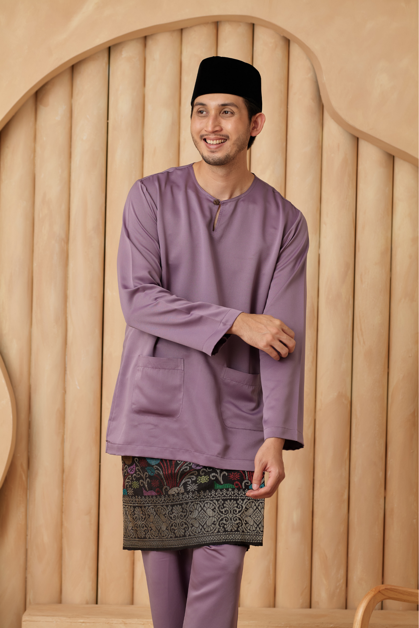 Baju Melayu Teluk Belanga Relaxed Fit - Mauve Purple