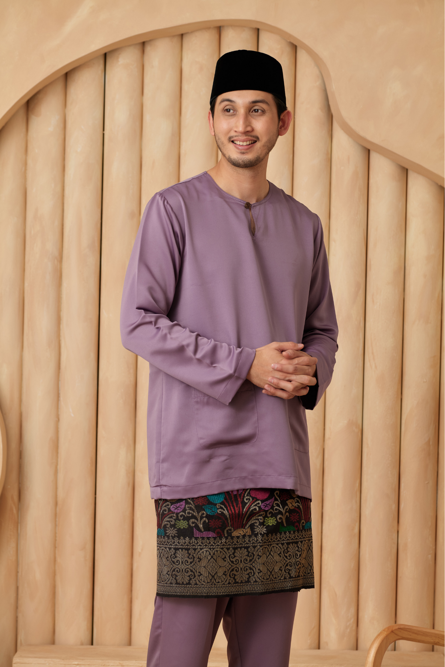 Baju Melayu Teluk Belanga Relaxed Fit - Mauve Purple