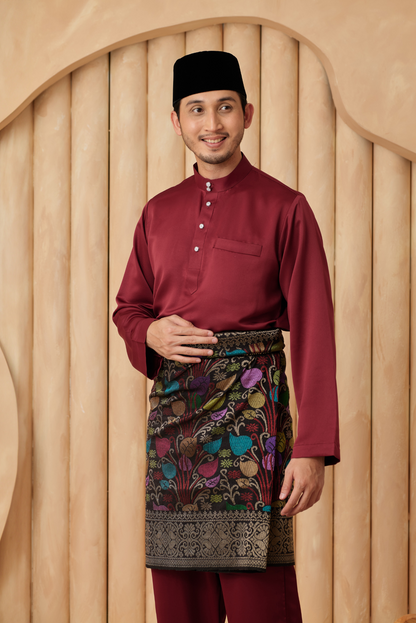 Baju Melayu Cekak Musang Relaxed Fit - Burgundy