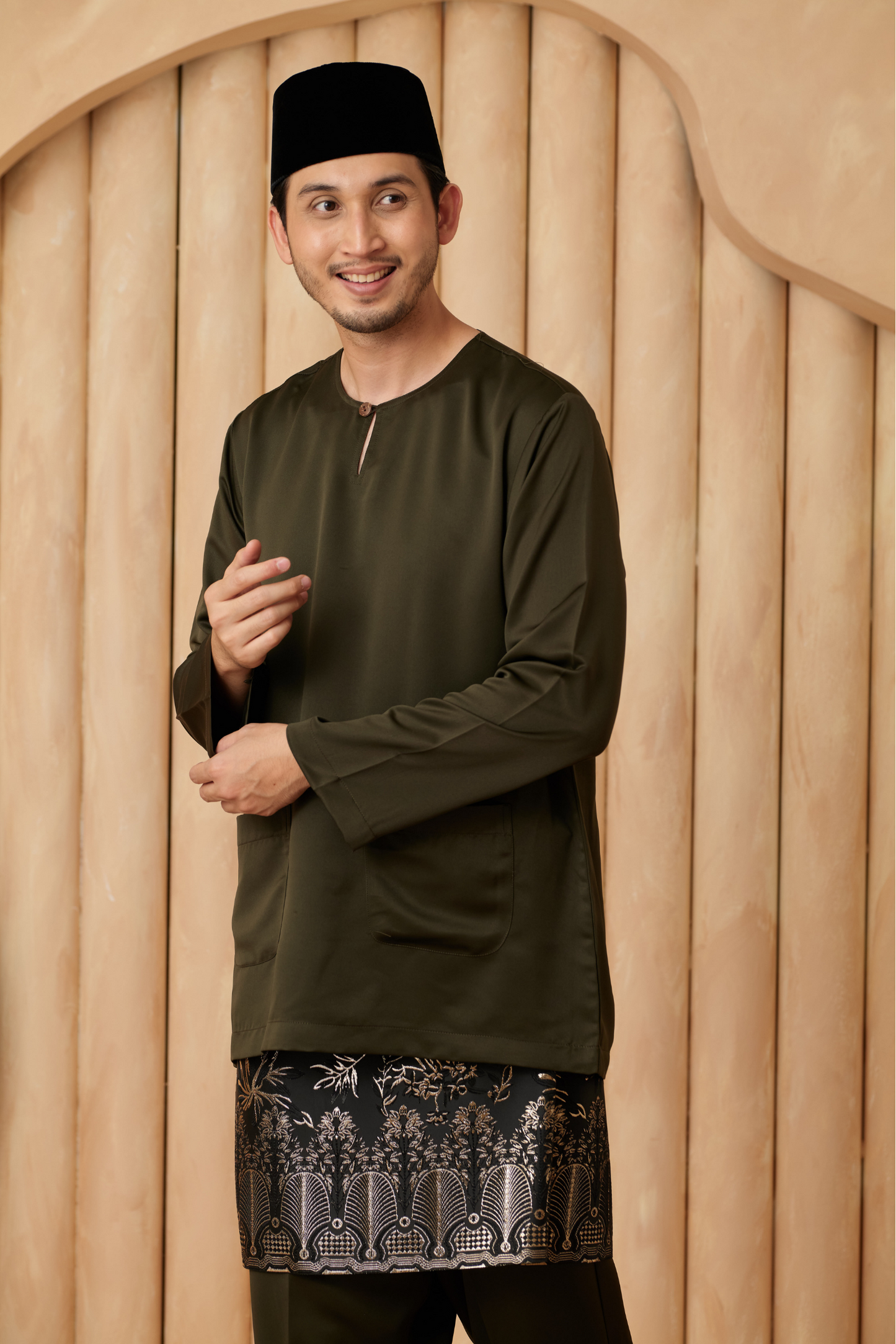 Baju Melayu Teluk Belanga Relaxed Fit - Army Green