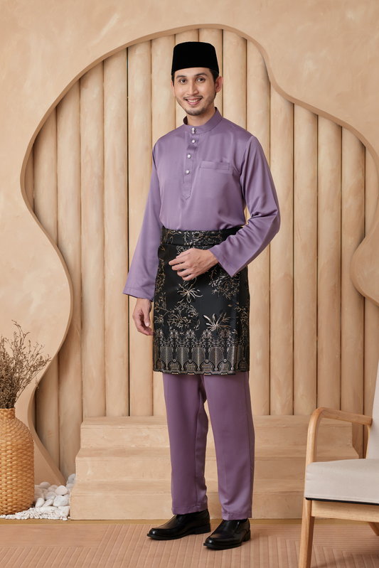 Baju Melayu Cekak Musang Relaxed Fit - Mauve Purple