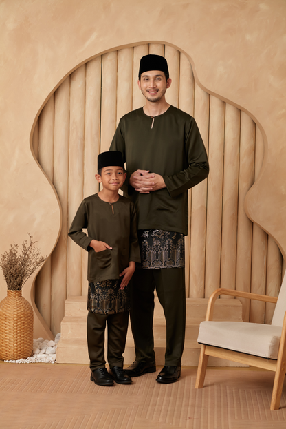 Baju Melayu KIDS Teluk Belanga - Army Green