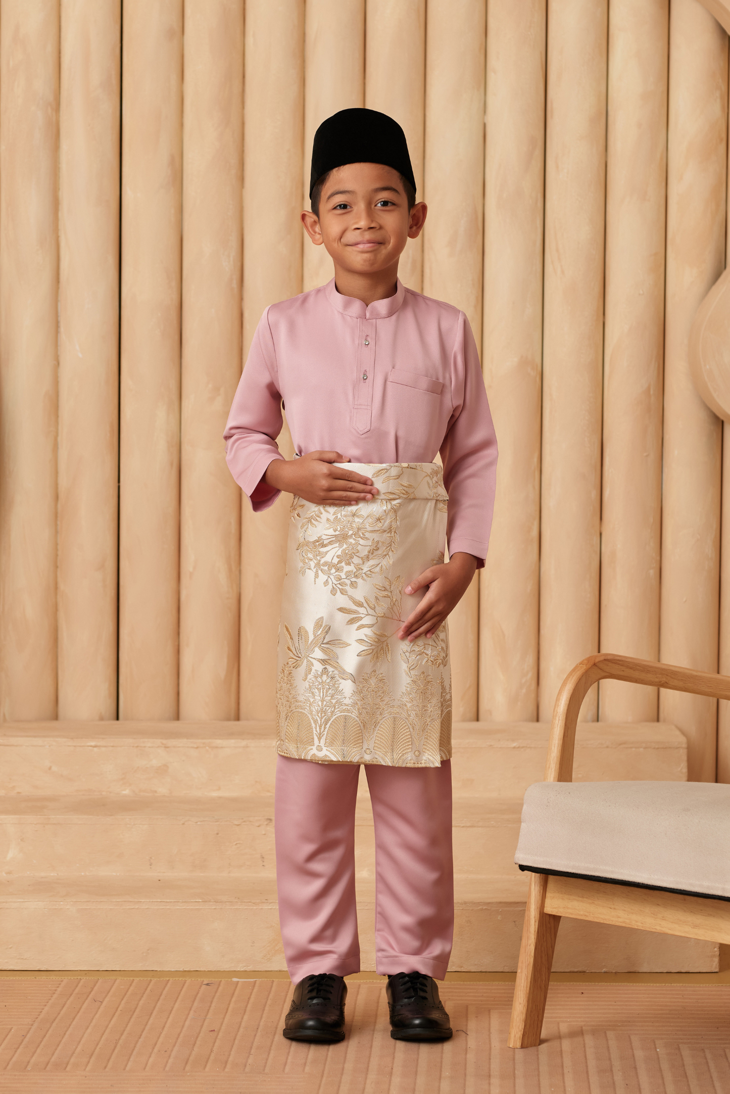 Baju Melayu KIDS Cekak Musang - Dusty Pink