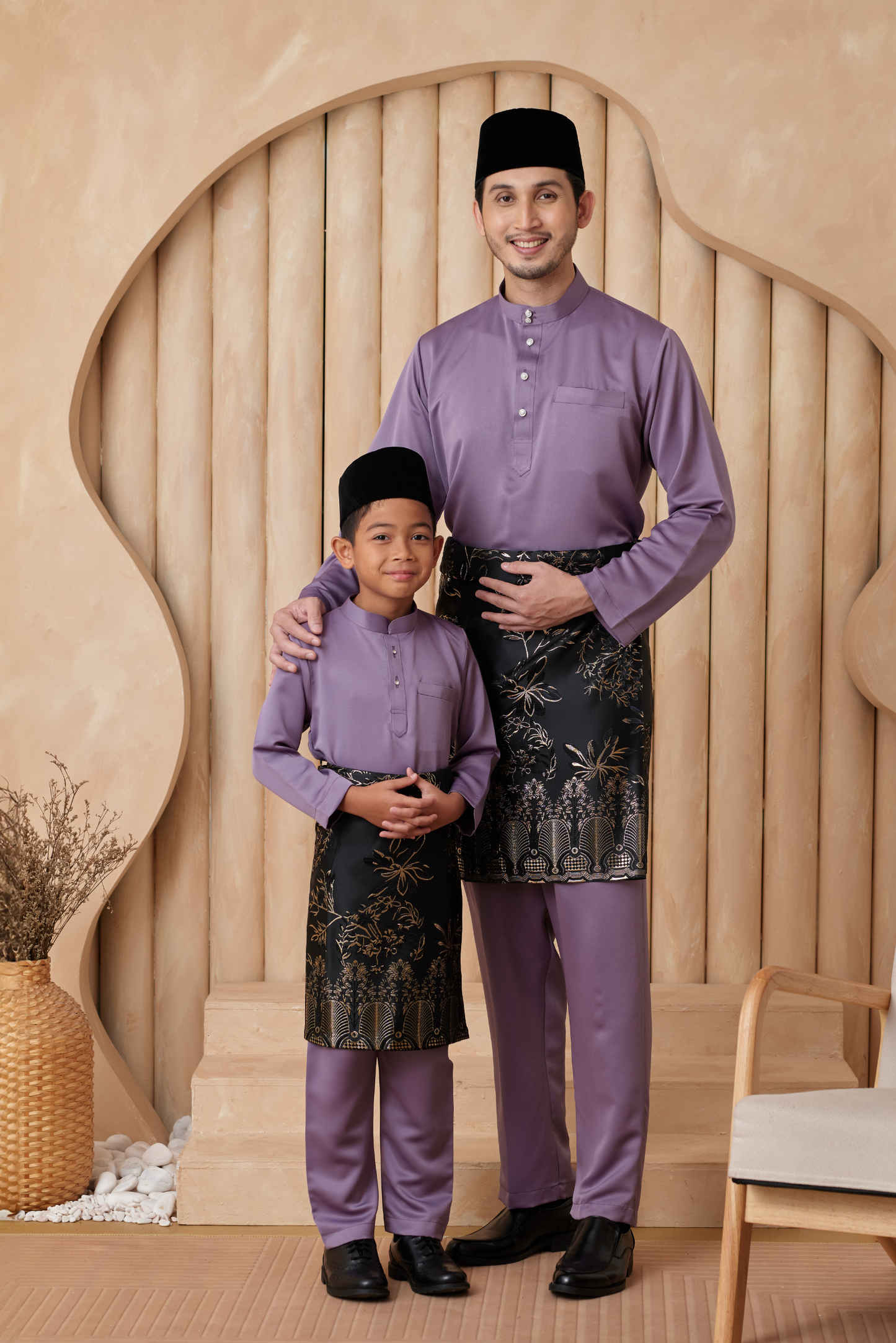 Baju Melayu Cekak Musang Relaxed Fit - Mauve Purple