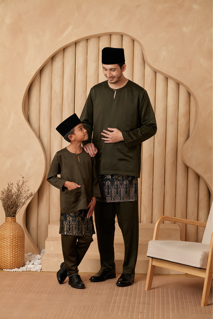 Baju Melayu Teluk Belanga Relaxed Fit - Army Green