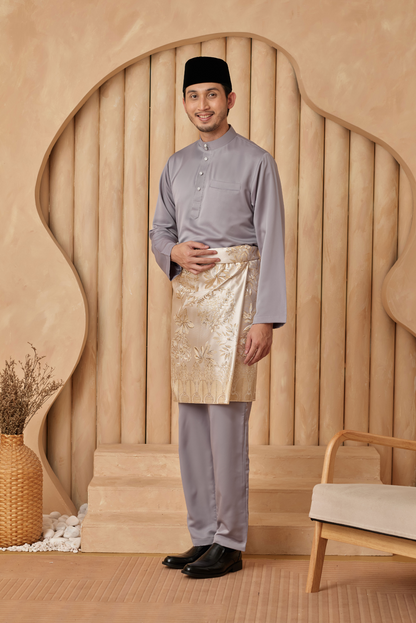 Baju Melayu Cekak Musang Relaxed Fit - Cloud Grey