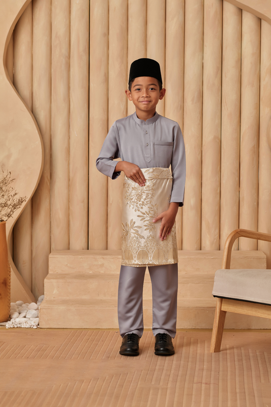 Baju Melayu KIDS Cekak Musang - Cloud Grey