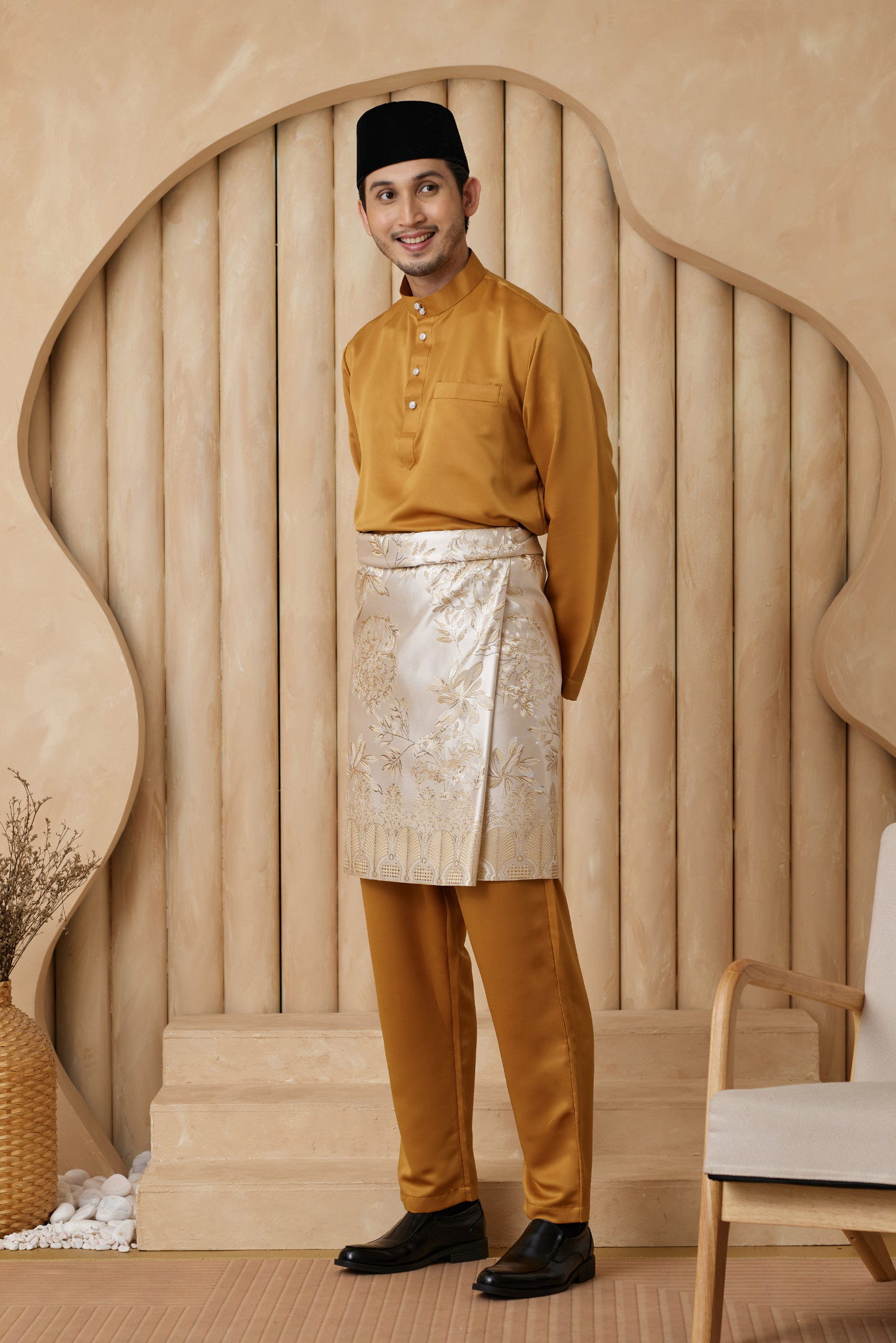 Baju Melayu Cekak Musang Relaxed Fit - Mustard