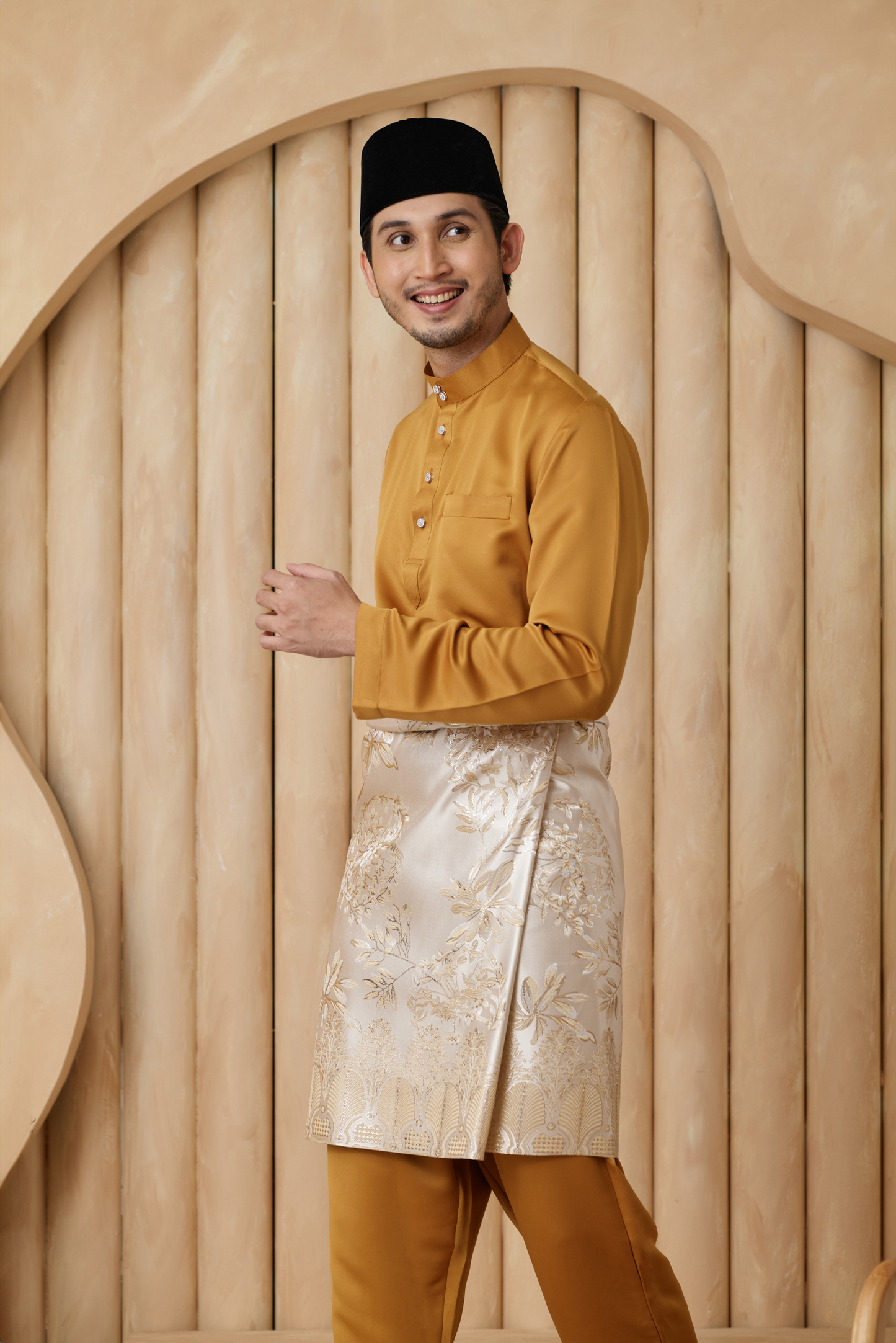 Baju Melayu Cekak Musang Relaxed Fit - Mustard