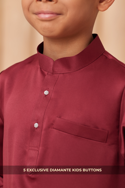 Baju Melayu KIDS Cekak Musang - Crimson Red