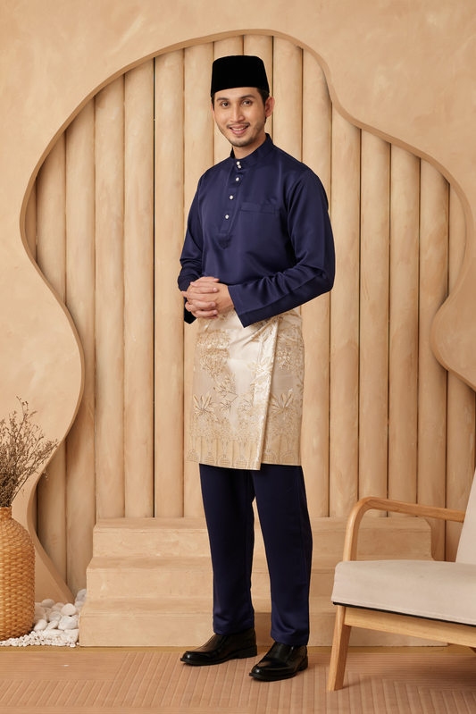 Baju Melayu Cekak Musang Relaxed Fit - Navy Blue