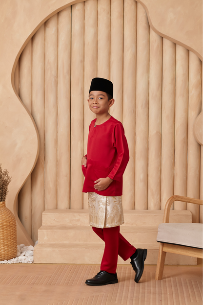 Baju Melayu KIDS Teluk Belanga - Crimson Red