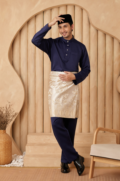 Baju Melayu Cekak Musang Relaxed Fit - Navy Blue