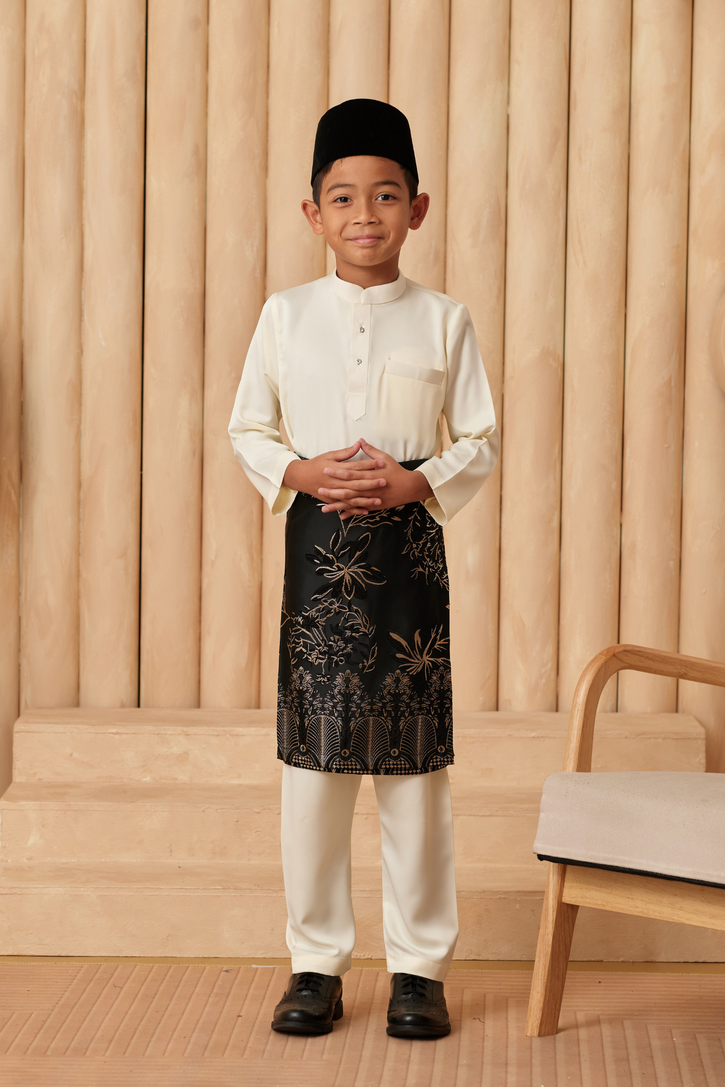 Baju Melayu KIDS Cekak Musang - Soft Yellow