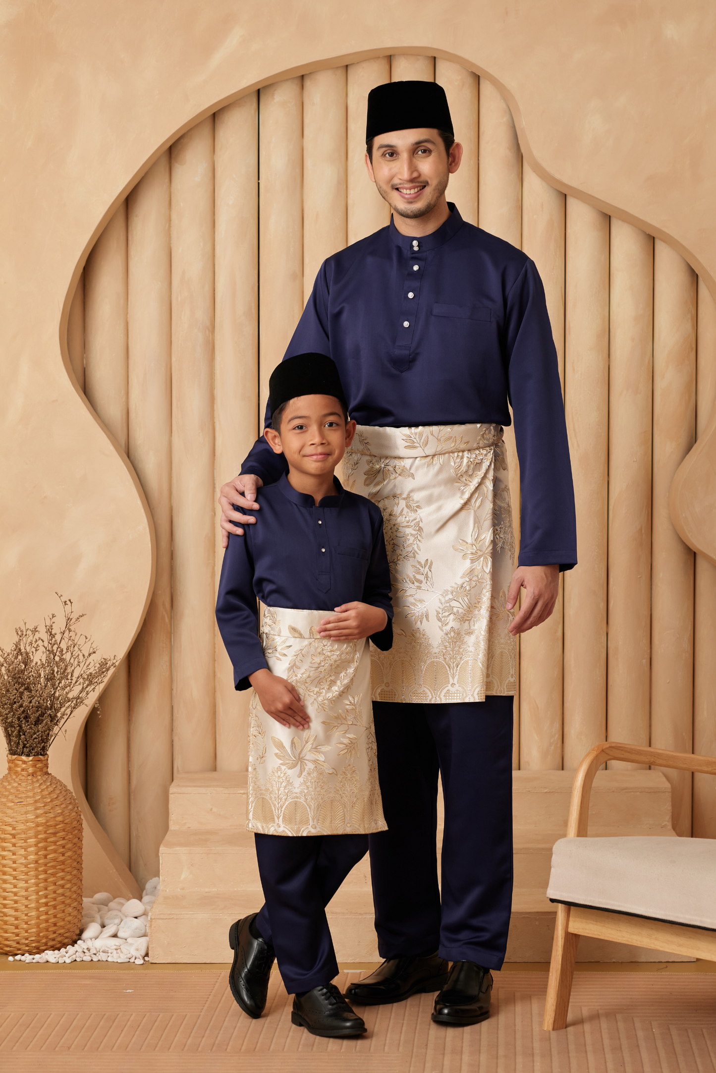 Baju Melayu Cekak Musang Relaxed Fit - Navy Blue