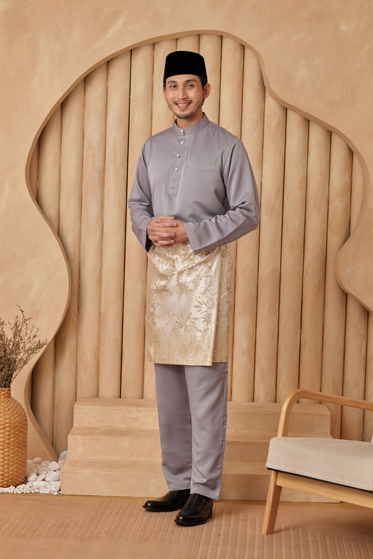 Baju Melayu Cekak Musang Relaxed Fit - Cloud Grey