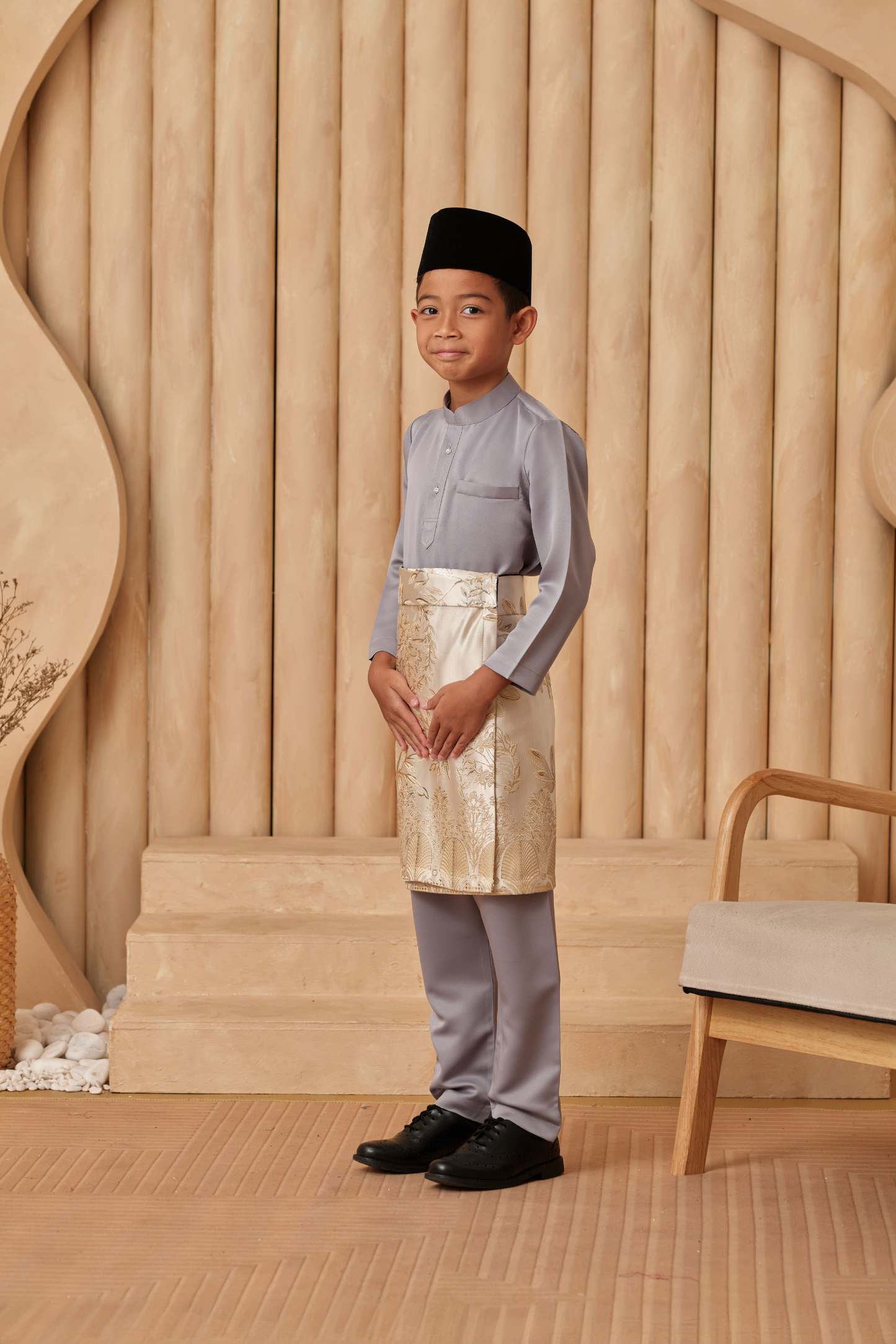 Baju Melayu KIDS Cekak Musang - Cloud Grey