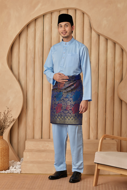 Baju Melayu Cekak Musang Relaxed Fit - Baby Blue