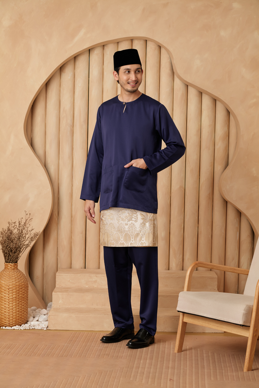 Baju Melayu Teluk Belanga Relaxed Fit - Navy Blue