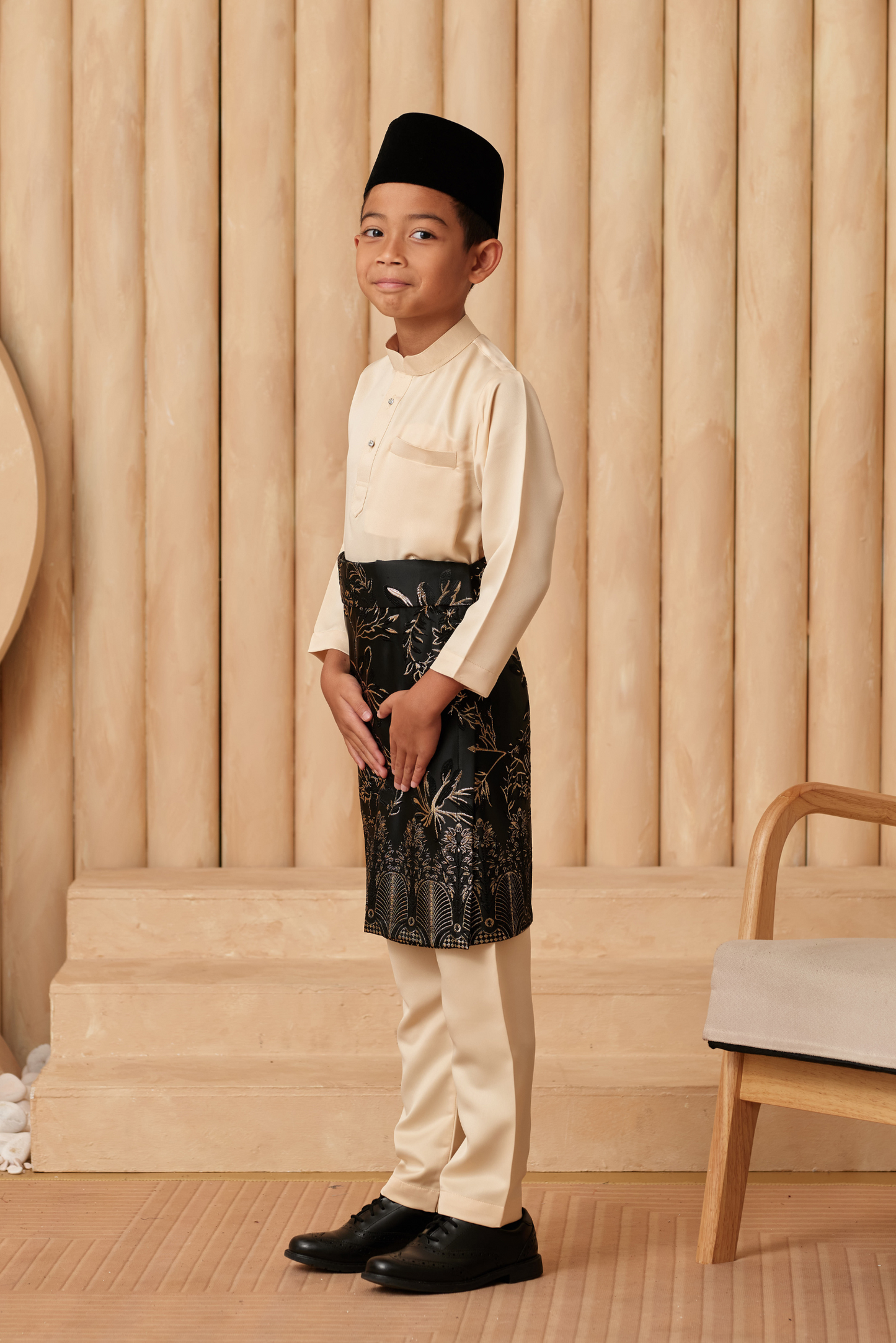 Baju Melayu KIDS Cekak Musang - Creme