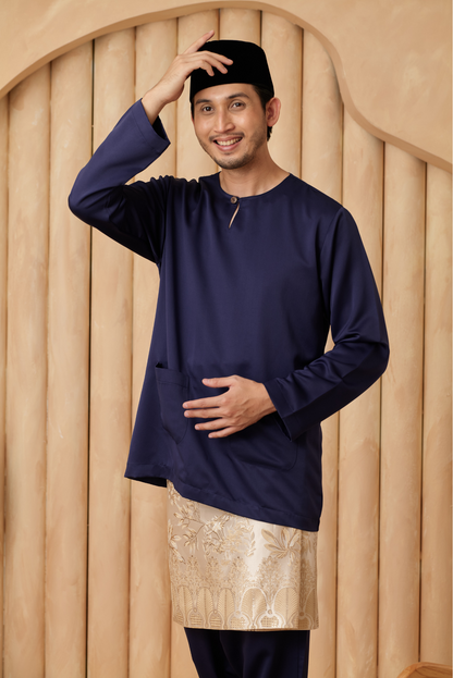 Baju Melayu Teluk Belanga Relaxed Fit - Navy Blue