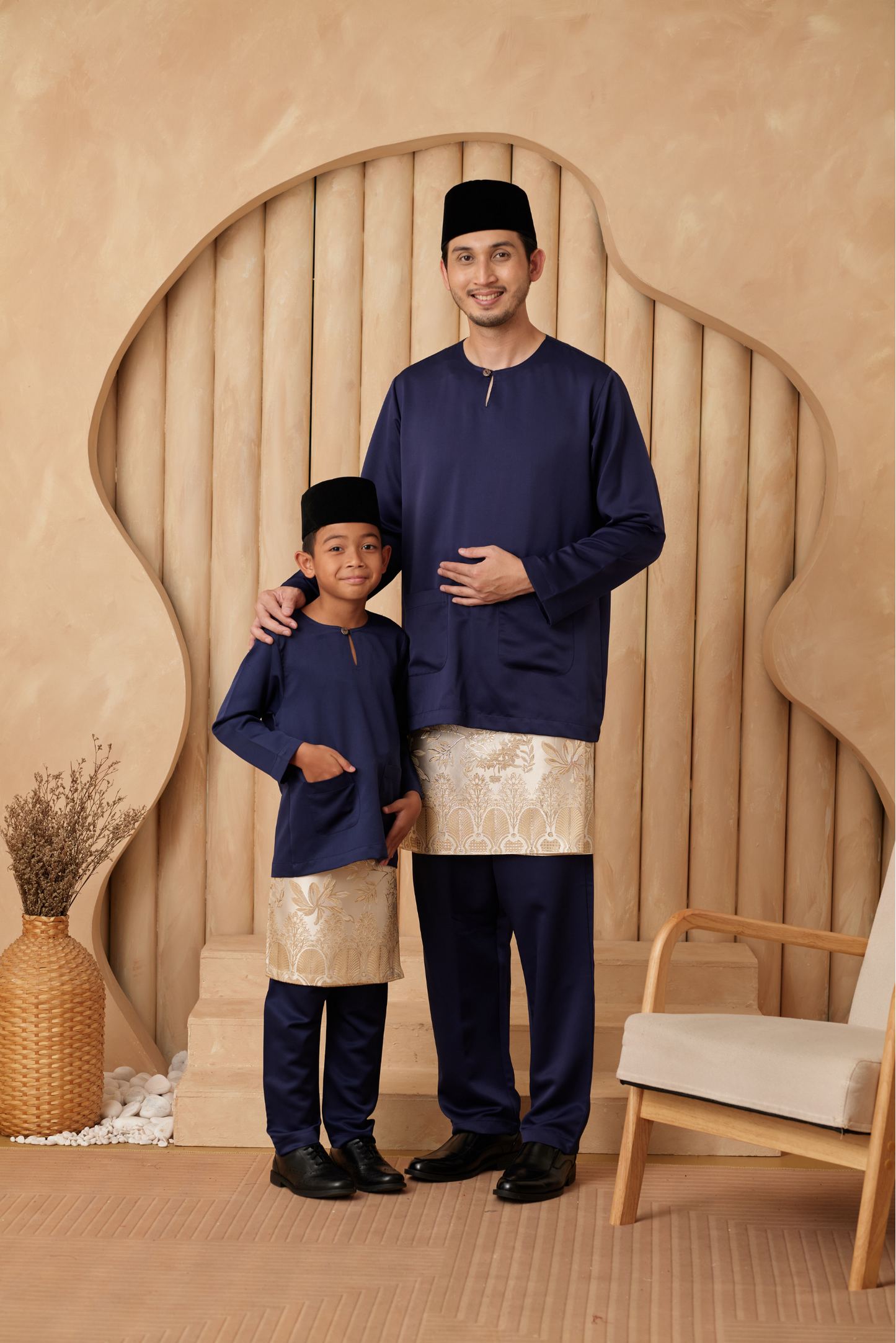 Baju Melayu Teluk Belanga Relaxed Fit - Navy Blue