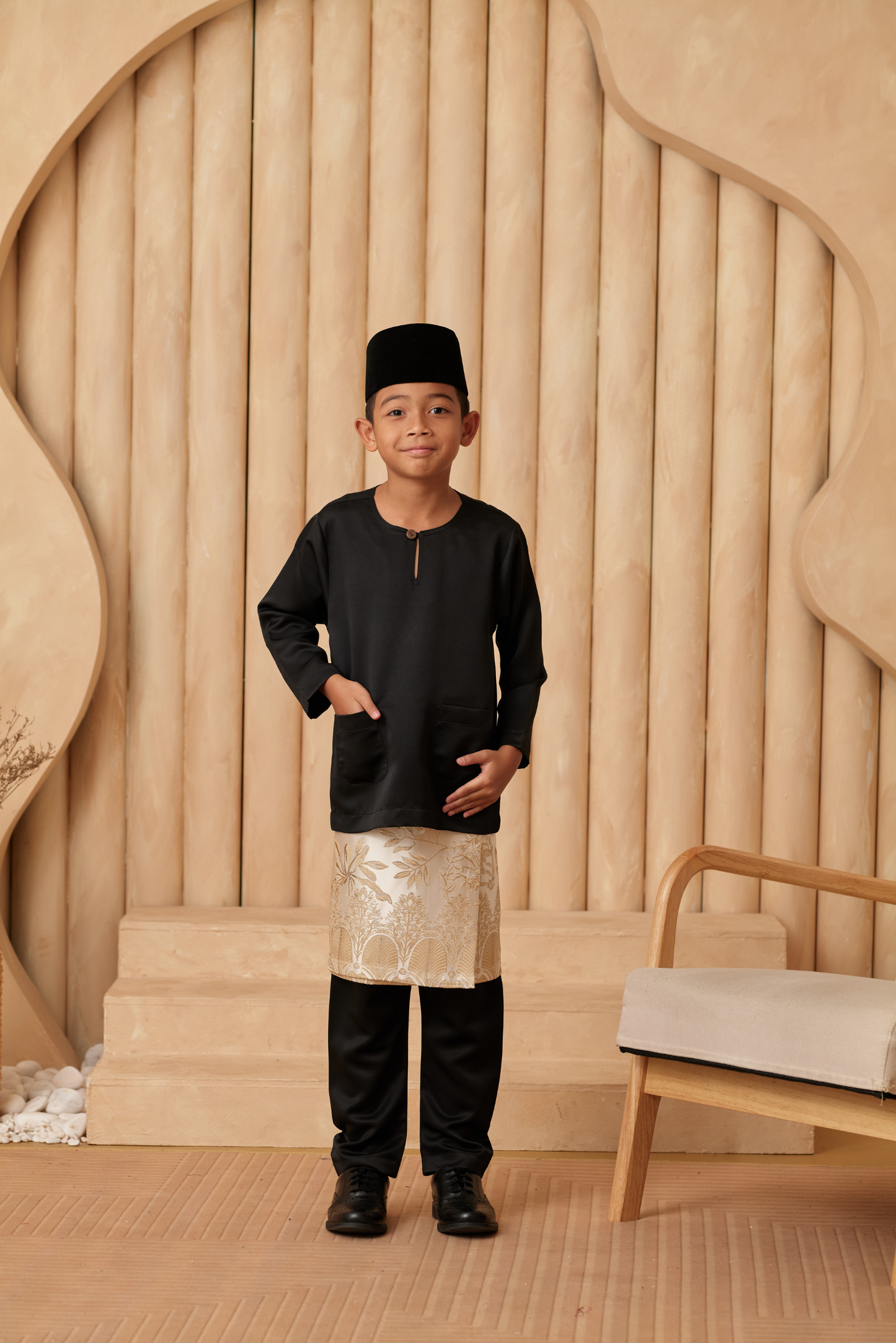 Baju Melayu KIDS Teluk Belanga - Black