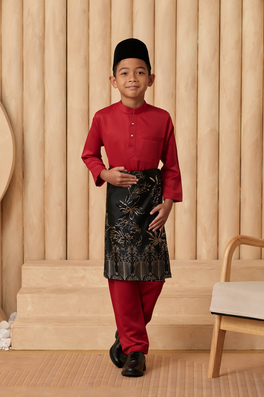 Baju Melayu KIDS Cekak Musang - Crimson Red