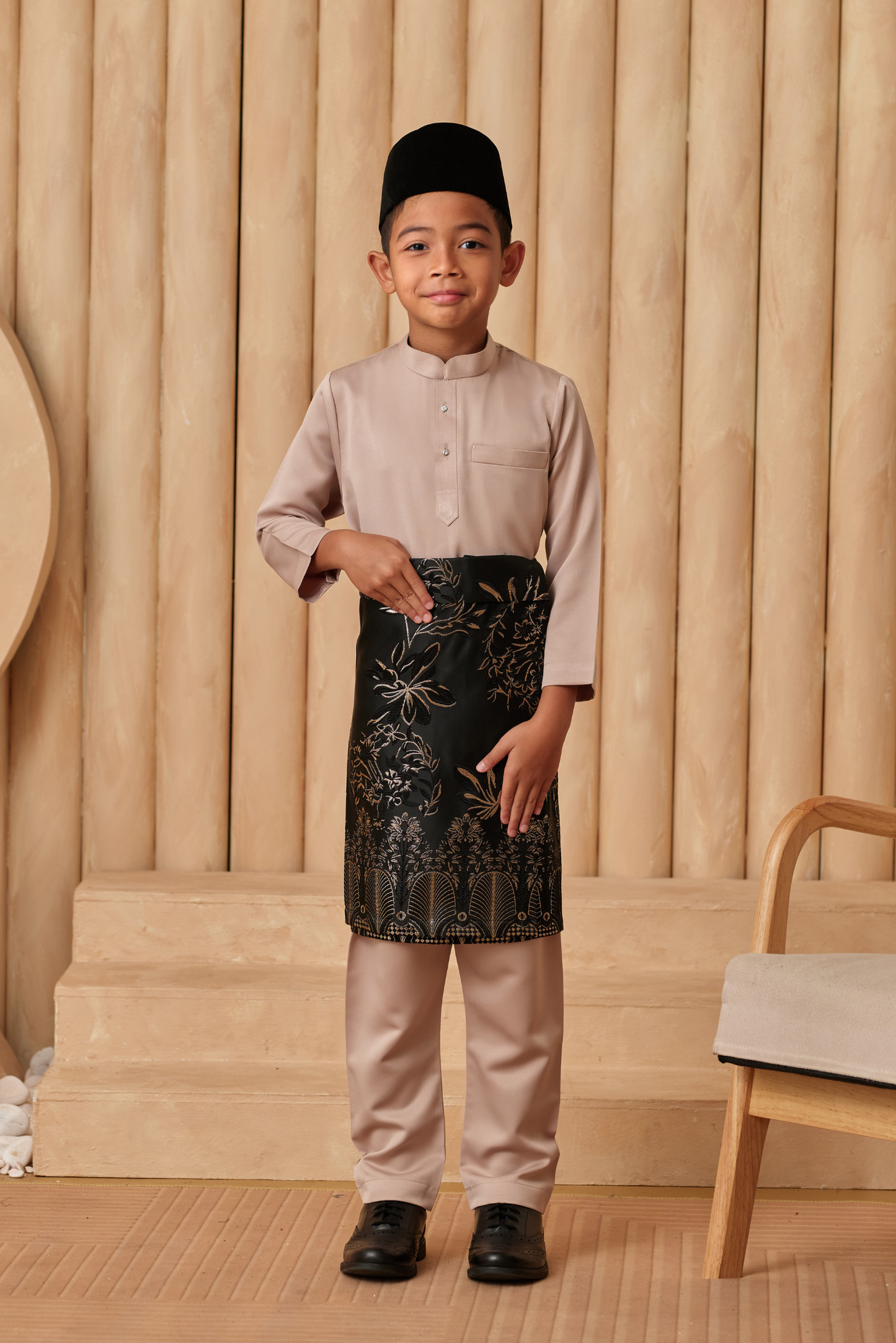 Baju Melayu KIDS Cekak Musang - Champagne