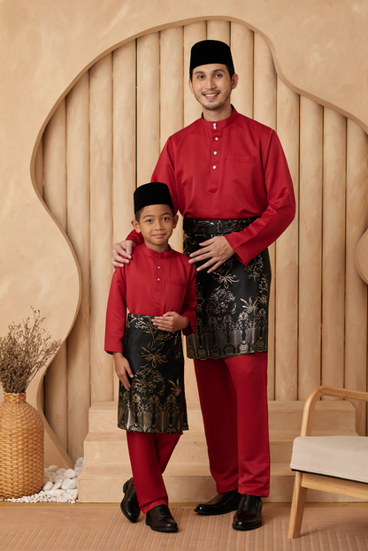 Baju Melayu KIDS Cekak Musang - Crimson Red