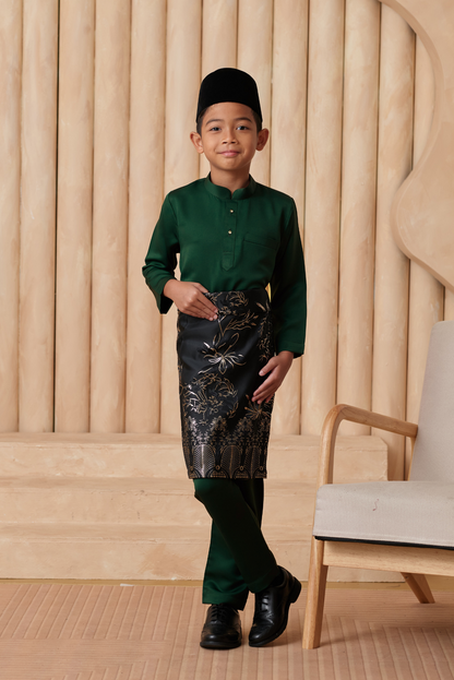 Baju Melayu KIDS Cekak Musang - Emerald Green