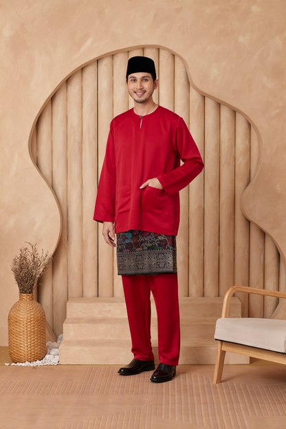 Baju Melayu Teluk Belanga Relaxed Fit - Crimson Red