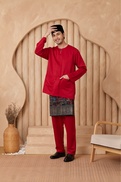 Baju Melayu Teluk Belanga Relaxed Fit - Crimson Red