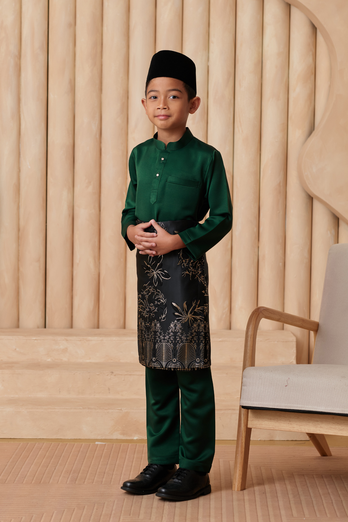 Baju Melayu KIDS Cekak Musang - Emerald Green