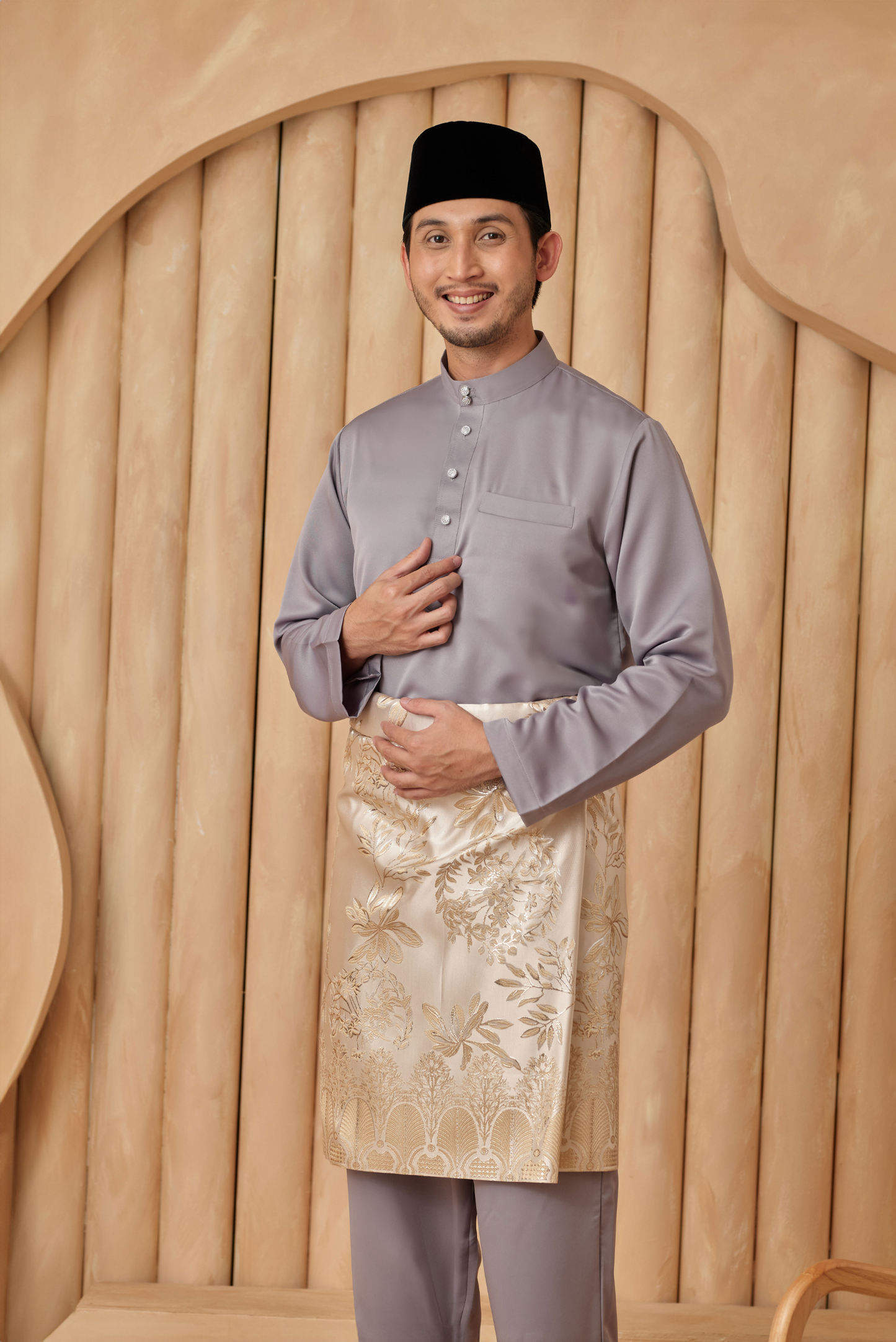 Baju Melayu Cekak Musang Relaxed Fit - Cloud Grey