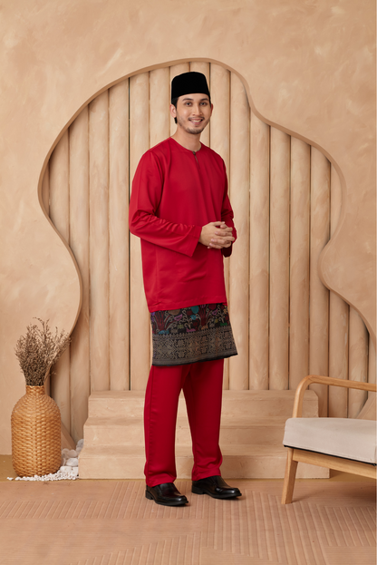 Baju Melayu Teluk Belanga Relaxed Fit - Crimson Red