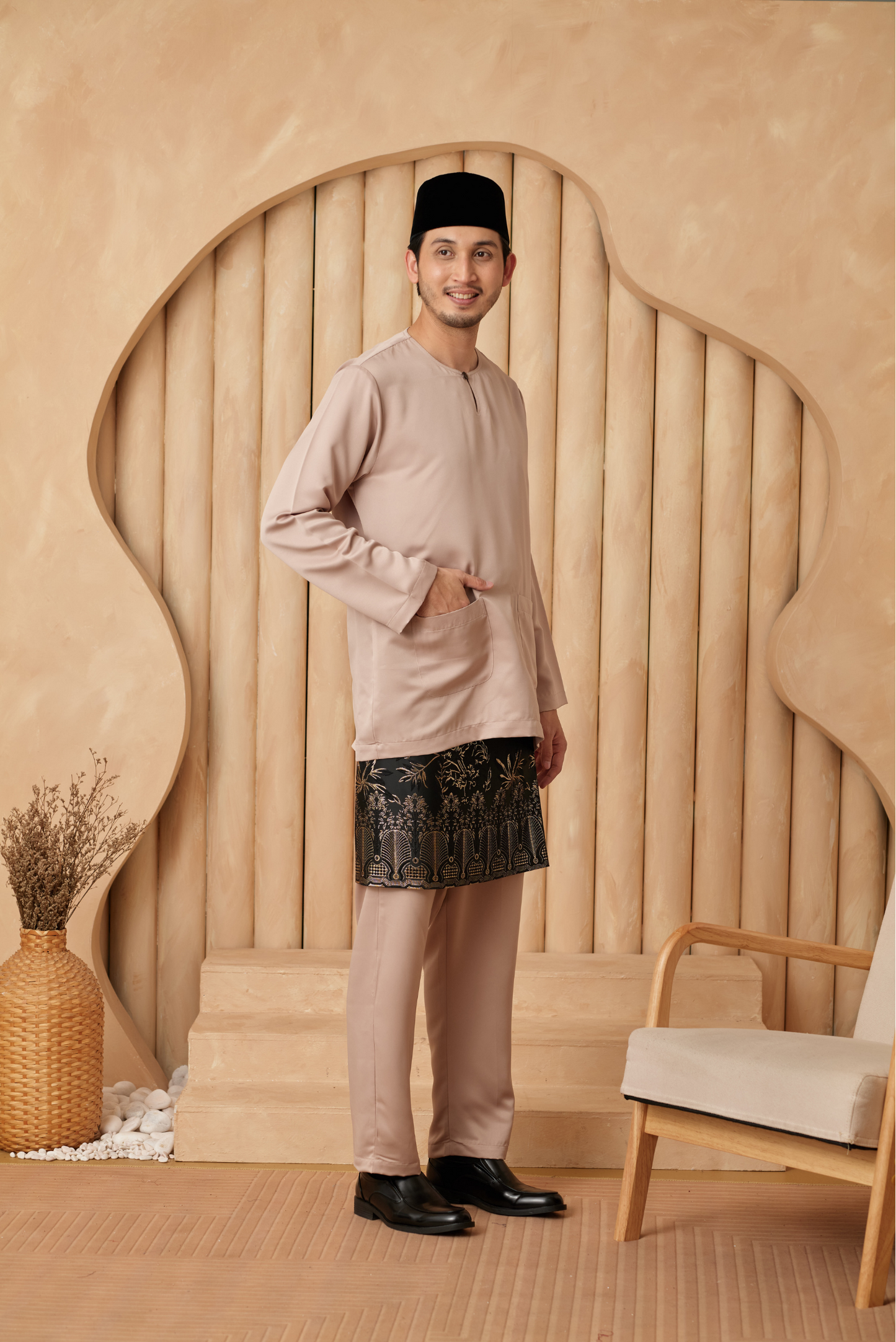 Baju Melayu Teluk Belanga Relaxed Fit - Champaigne