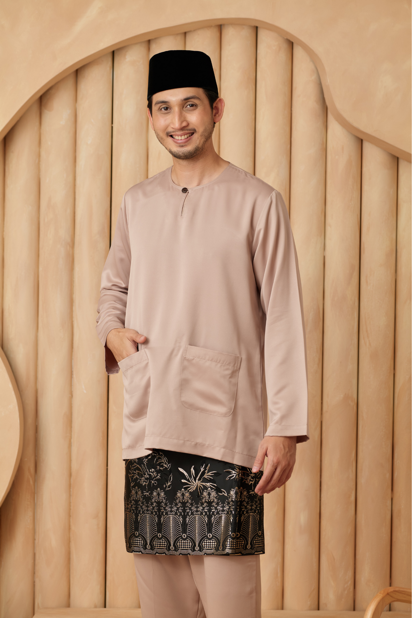 Baju Melayu Teluk Belanga Relaxed Fit - Champaigne