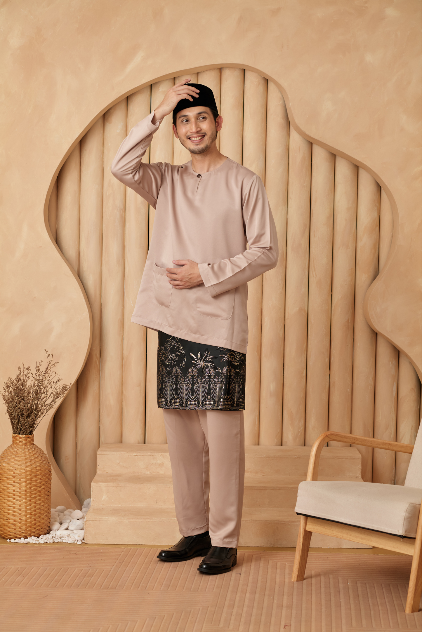 Baju Melayu Teluk Belanga Relaxed Fit - Champaigne