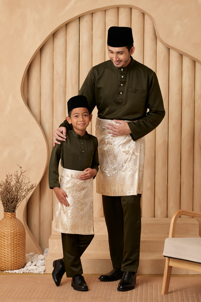 Baju Melayu KIDS Cekak Musang - Army Geen