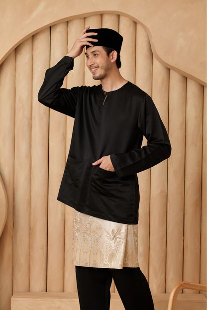 Baju Melayu Teluk Belanga Relaxed Fit - Black