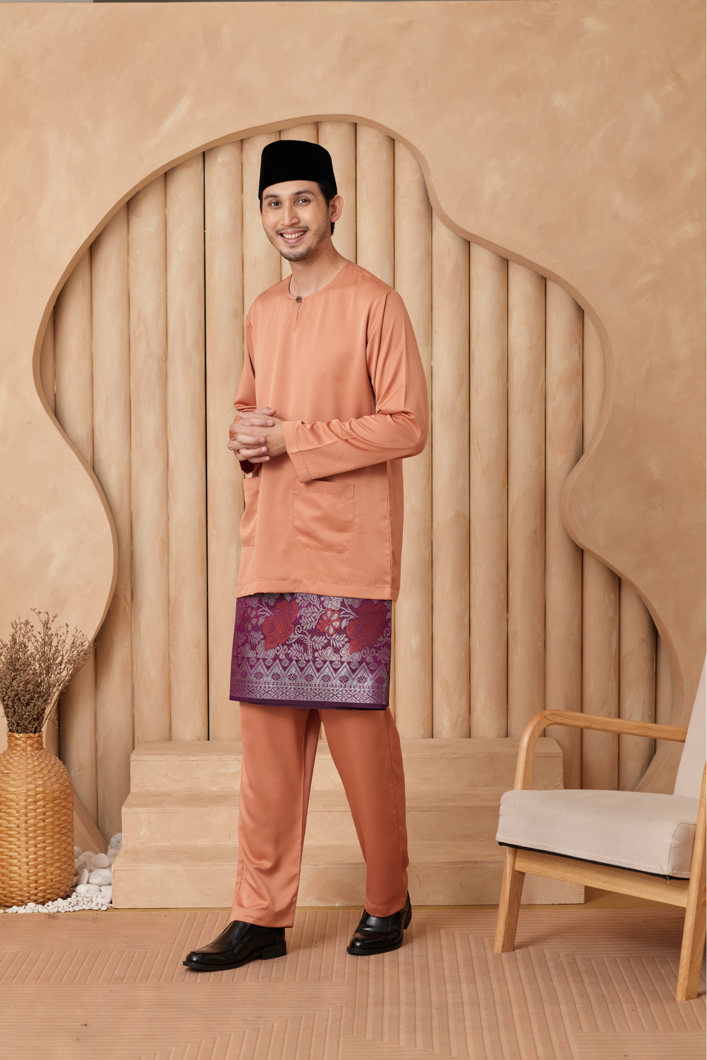 Baju Melayu Teluk Belanga Relaxed Fit - Copper