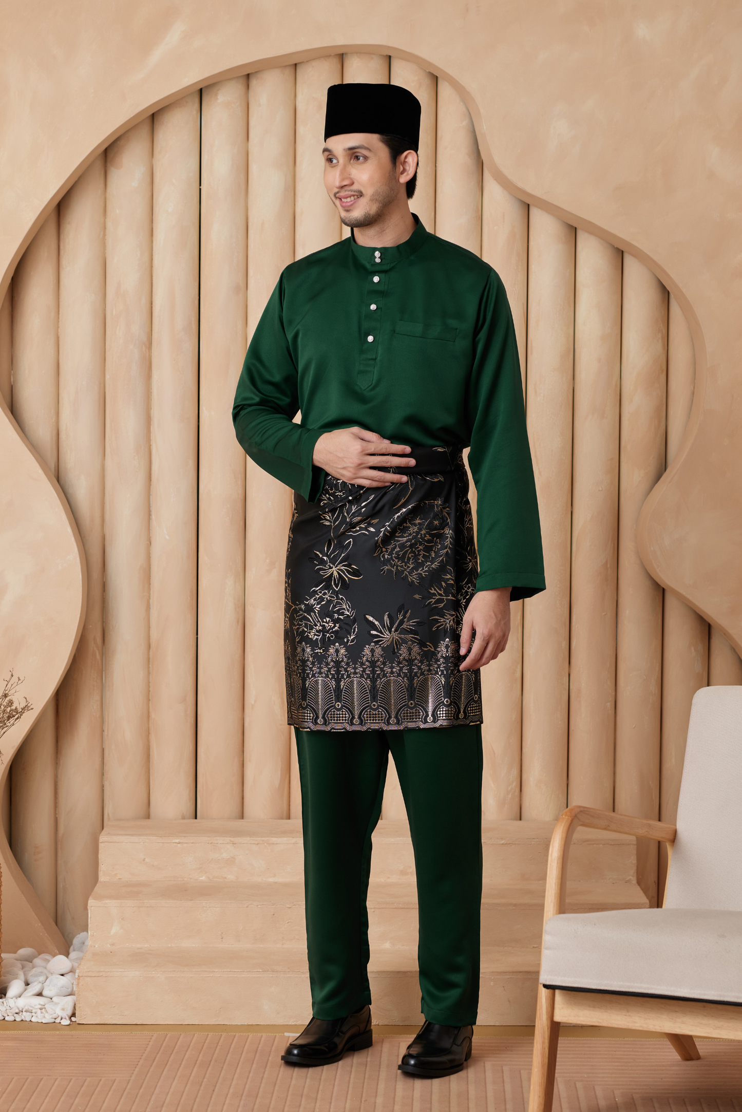 Baju Melayu Cekak Musang Relaxed Fit - Emerald Green