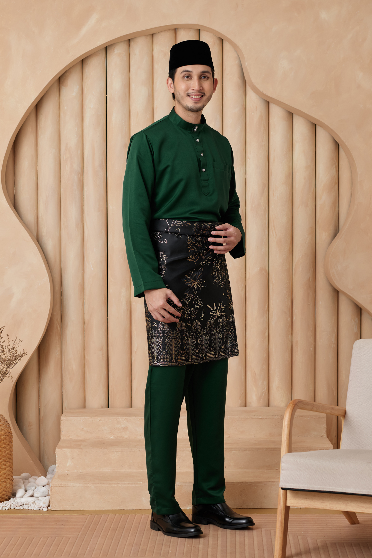 Baju Melayu Cekak Musang Relaxed Fit - Emerald Green