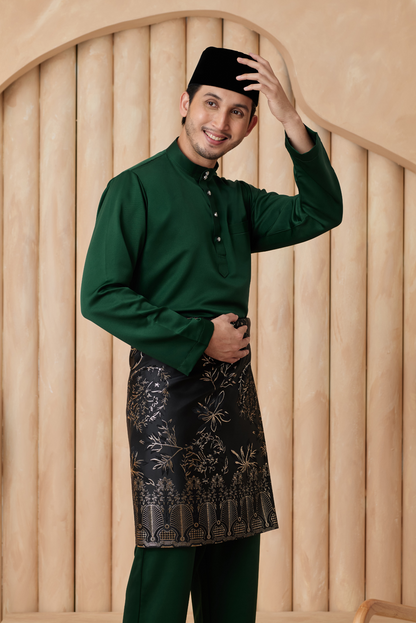 Baju Melayu Cekak Musang Relaxed Fit - Emerald Green