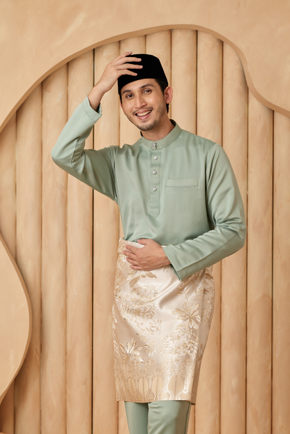 Baju Melayu Cekak Musang Relaxed Fit - Pistachio