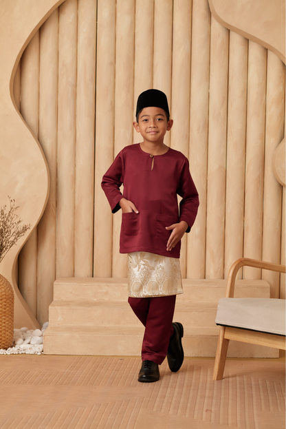 Baju Melayu KIDS Teluk Belanga - Burgundy