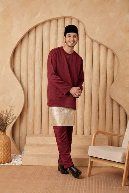 Baju Melayu Teluk Belanga Relaxed Fit - Burgundy