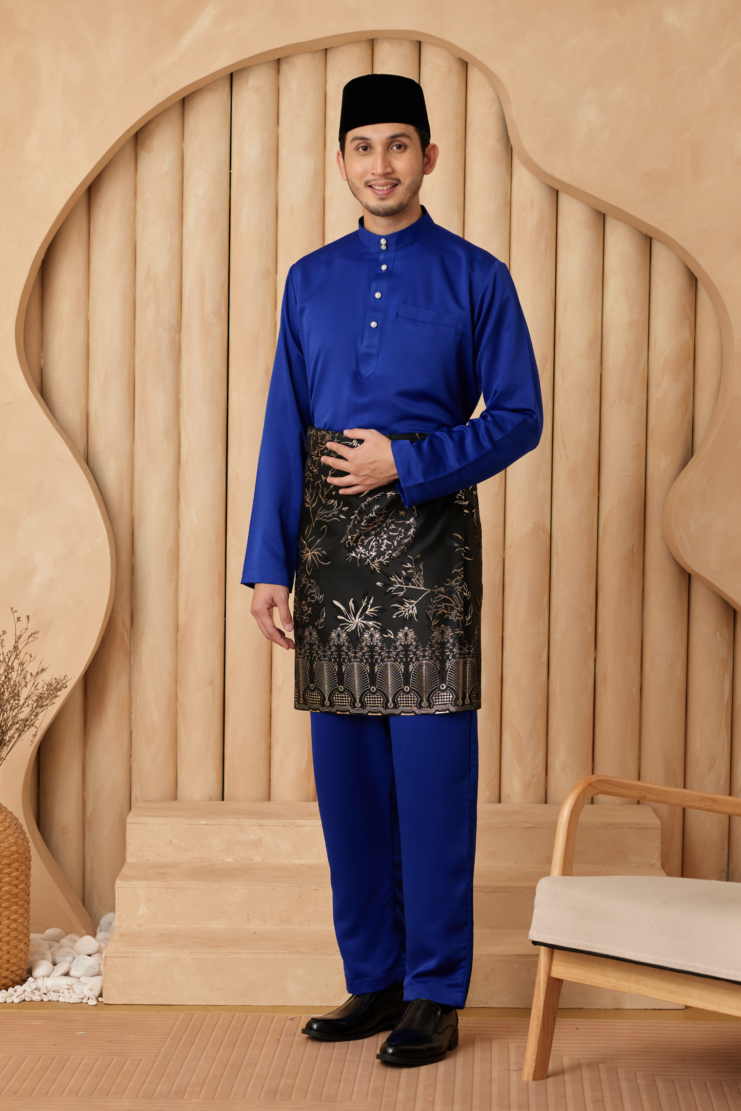 Baju Melayu Cekak Musang Relaxed Fit - Royal Blue